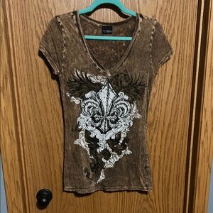 Daytrip Brown Graphic Fitted Short Sleeve T-shirt